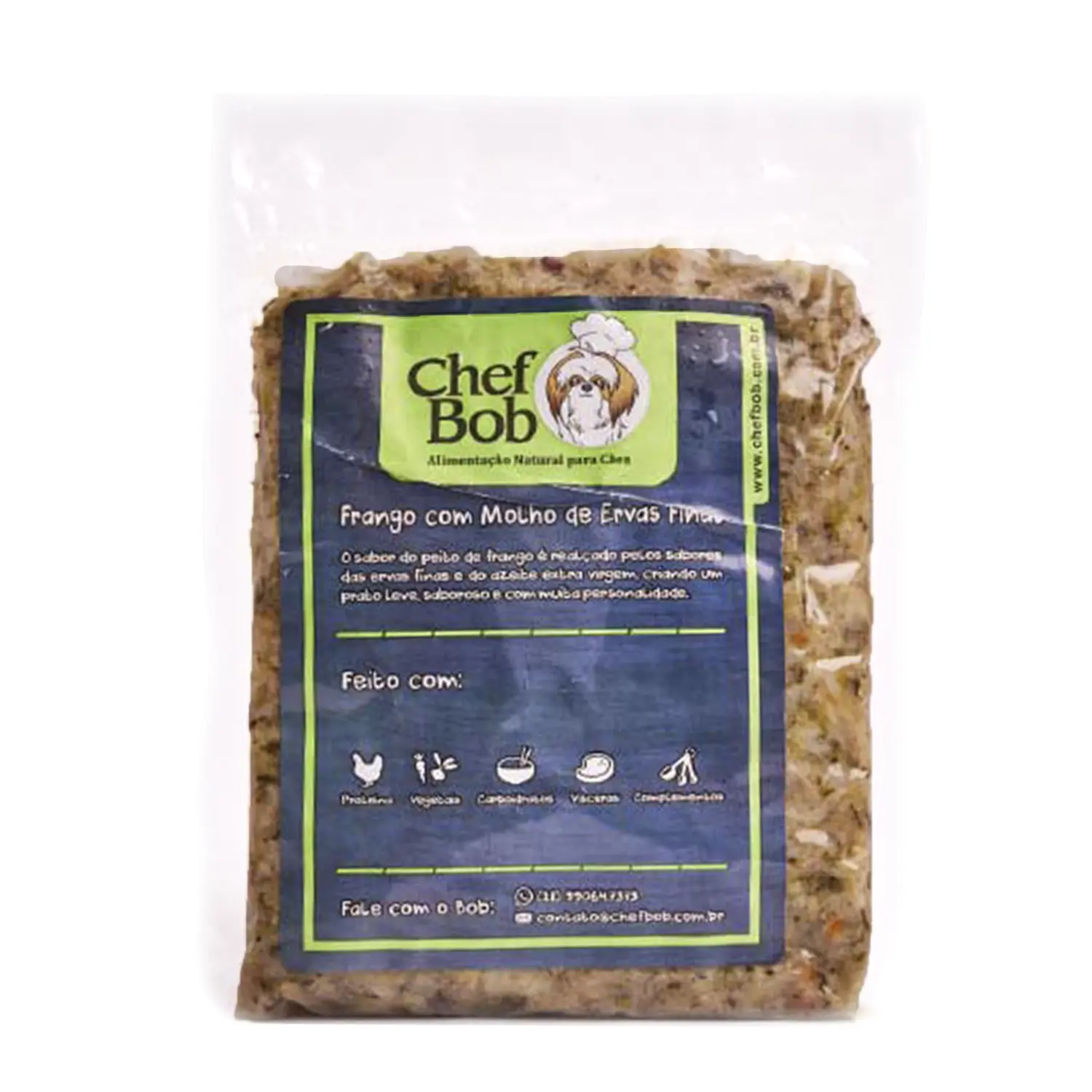 Alimentacao Natural Chef Bob para Caes Frango com Molho de Ervas Finas